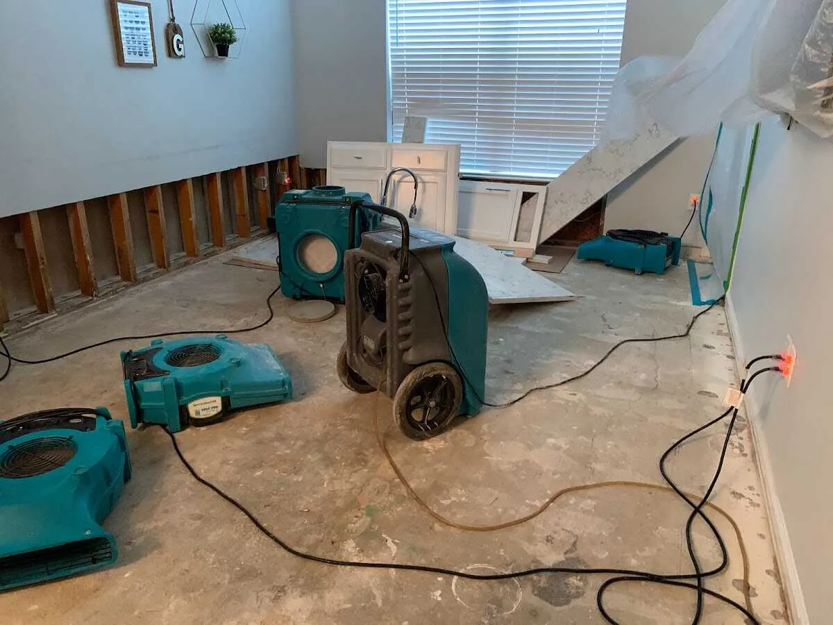 Dehumidifier in flood-cut room for Water Extraction & Removal in Gahanna
